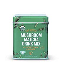 Four Sigmatic Organic Mushroom Matcha with Lion’s Mane and Ginger For Brain Health and Digestion, Vegan, Paleo, 60 Gram