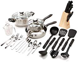 Gibson Value 89117.32  Lybra 32 Piece Cookware Combo Set, Mirror Polished Stainless Steel