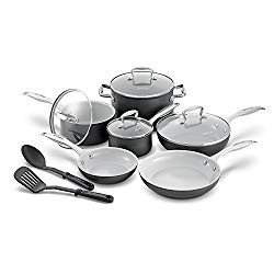 GreenLife CC000801-001 Classic Pro Hard Anodized Healthy Ceramic Nonstick Metal Utensil Safe Dishwasher/Oven Safe Cookware set, 12-Piece, Grey