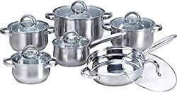 Heim Concept W-001 12-Piece Induction Ready Stainless Steel Cookware Sets with Glass Lid, Silver on Cookware Sets Stainless Steel | Cookware Sets on Sale