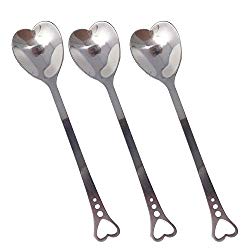 Honbay 10PCS 14.3cm/5.6Inch Stainless Steel Heart Shape Fine Polishing Coffee Scoops Coffee Sugar Spoons Milk Dessert Spoons Teaspoons Kitchen Stirring Spoon