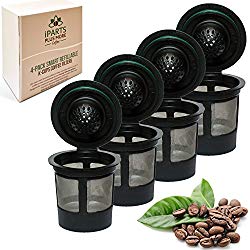 iPartsPlusMore 4 Pack Reusable K Cups For Keurig 2.0 & 1.0 Brewers Universal Fit Refillable Single Cup Coffee Filters Stainless Steel Mesh Filter