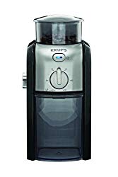 KRUPS GVX212 Coffee Grinder with Grind Size and Cup Selection and Stainless Steel Flat Burr Grinder, 8-Ounce, Black