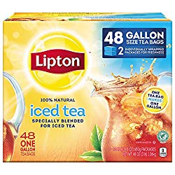 Lipton Gallon-Sized Black Iced Tea Bags, Unsweetened, 48 ct