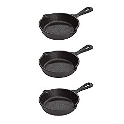LODGE Pre-Seasoned 3.5-Inch Cast Iron Skillet Set for Side Dishes or Desserts (Set of Three)
