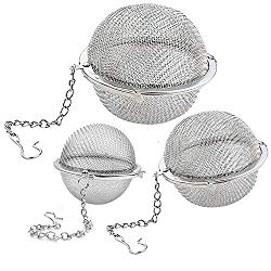 Lyxa SR 3 Pack Piece Set Stainless Steel Mesh Tea Ball Tea Infuser Strainers Tea Strainer Filters Tea Interval Diffuser for Tea (3 Pack Different Sizes)