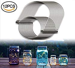 MiMoo 12 Pack Stainless Steel Wire Handles (Handle-Ease) for Mason Jar, Ball Pint Jar, Canning Jars, Mason Jar Hangers and Hooks for Regular Mouth, Set of 12, Silver