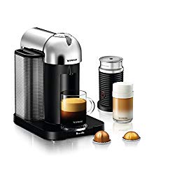 Nespresso Vertuo Coffee and Espresso Machine Bundle with Aeroccino Milk Frother by Breville, Chrome – BNV250CRO1BUC1