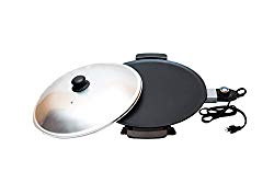 NIAT 16 inch Non-Stick Electric Grill (Mitad, Mogogo) – for Injera, Pizza, Flatbread, Pita, Tortilla, Chapati, Lefse. Dome Cover is INCLUDED. For USA and CANADA Only, Comes with 120V Power Plug.