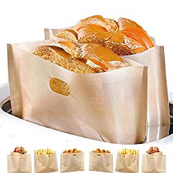 Non Stick Toaster Bags Reusable and Heat Resistant Easy to Clean,Perfect for Sandwiches Pastries Pizza Slices Chicken Nuggets Fish Vegetables Panini & Garlic Toast (4)