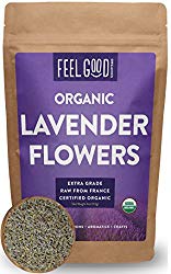 Organic Lavender Flowers (Extra Grade – Dried) – 4oz Resealable Bag – 100% Raw From France – by Feel Good Organics