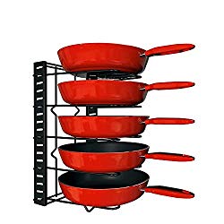 Pot Organizer,Cookware Pan Organizer Holder Rack,Heavy Duty Adjustable Cabinet Pantry Pot Lid Organizer Holder Rack Storage for Cutting Board Roasting Frying Pans,Total 5 Compartments By Meleg Otthon