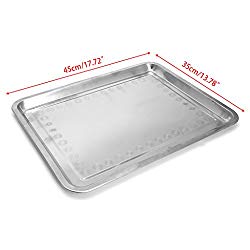 Rockrok Stainless Steel Tray Rectangular Plate Barbecue Grilled BBQ Food Container Easy Clean & Dishwasher Safe (05)