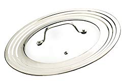 RSVP Endurance Stainless Steel Universal Lid with Glass Insert, 9-Inch