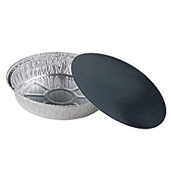 SafePro 9″ Round Foil Take-Out Pan with Board Lid, Foil Pans – 100 / Case