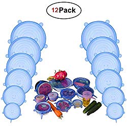 Silicone Stretch Lids,Yingte 12Pcs Silicone Stretch Lids Food Saver Covers Warp-bowl Can Cup Fruit Sealer Opener