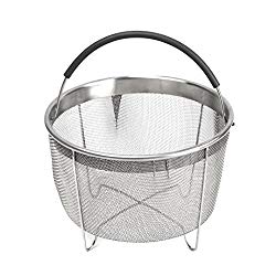 Stainless Steel Steamer Basket with handle for Instant Pot Accessories 6qt 8qt Pressure Cooker, Made by Kaviatek