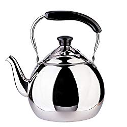 Stainless Steel Tea Kettle Whistle for Stovetop, Mirror Finish Surface, Bakelite Handle Fast Boiling FLH 2 Quart Teakettle Whistling Tea Pot