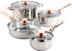 Sunbeam 91345.08 Ansonville 8-Piece Cookware Set, Silver/Copper