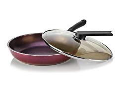 TeChef – Color Pan 12″ Frying Pan with Glass Lid, Coated with DuPont Teflon Select – Colour Collection/Non-Stick Coating (PFOA Free)/(Aubergine Purple)