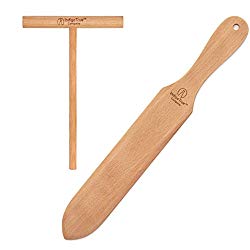 The ORIGINAL Crepe Spreader and Spatula Kit – 2 Piece Set (5” Spreader and 14” Spatula) Convenient Size to Fit Medium Crepe Pan Maker | All Natural Beechwood Construction only From Indigo True Company