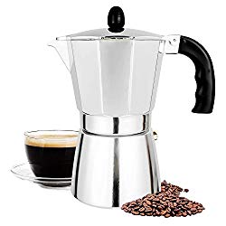 TOPHOMER Coffee 6-Cup Stovetop Espresso Maker With Extra Large Handle, Espresso Moka Pot, Silver