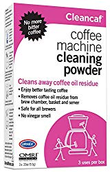 Urnex Coffee Maker and Espresso Machine Cleaner Cleancaf Powder – 3 Packets – Safe On Keurig Delonghi Nespresso Ninja Hamilton Beach Mr Coffee Bruan and More