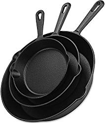 Utopia Kitchen Pre-Seasoned Cast Iron Skillet (Set of 3 Pcs) – 6 Inch, 8 Inch and 10 Inch