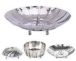 Vegetable Steamer Basket Stainless Steel Folding Collapsible Insert for Various Size Pots by Delightful Chef