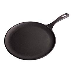 Victoria Cast Iron Comal Griddle, Round Comal Pan, Seasoned, 10.5 inch, 100% NON-GMO Flaxseed Oil Seasoning, GDL-186