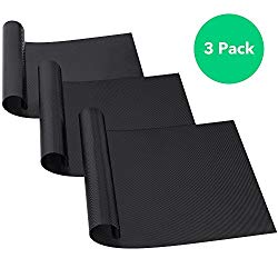 Vremi 3 Pack Nonstick Oven Liners Set – Heat Safe up to 500 F Heavy Duty Reusable Cut to Fit Non Stick Liner Sheets for Oven Racks – BPA Free Oven Protector Mats for Cooking Roasting or Baking – Black