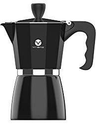 Vremi Stovetop Espresso Maker – Moka Pot Coffee Maker for Gas or Electric Stove Top – 6 Cups Demitasse Espresso Shot Maker for Italian Espresso Cappuccino or Latte – Black