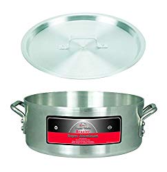 Winco AXHB-18, 18-Quart 16″ dia. x 5-13/32″ Professional Extra-Heavy Super Aluminum Brazier Pan with Matching Cover