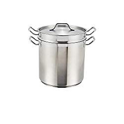 Winco SSDB-16, 16-Quart 11″ x 9-5/8″ x 10-7/16″ Master Cook Commercial Grade Stainless Steel Double Boiler With Cover, NSF