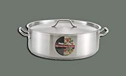 Winco SSLB-30, 30-Quart Stainless Steel Brazier Pan With Lid, Cooking Pan with Cover