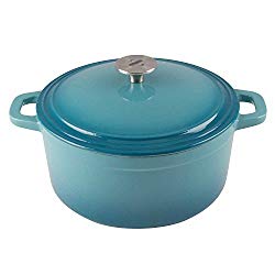 Zelancio Cookware 6 Quart Cast Iron Enamel Covered Dutch Oven Cooking Dish with Self-Basting Lid (Teal)