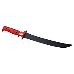 Bubba Blade 12 Inch Flex Curved Fillet Knife with Non-Slip Grip Handle, Full Tang Stainless Steel Non-Stick Titanium Blade, Lanyard Hole and Synthetic Sheath for Fishing