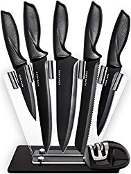Chef Knife Set Knives Set – Kitchen Knives Knife Set with Stand – Plus Professional Knife Sharpener – 7 Piece Stainless Steel Cutlery Knives Set by HomeHero