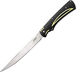 CRKT Clark Fork Folding Fillet Knife with Sheath: Compact, Light Weight, 11″ Stainless Steel Blade, Tail Lock Safety Bar, Blade Locks in Handle, Nylon Sheath 3085
