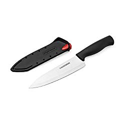 Farberware 5171956 High Carbon Stainless Steel Chef Knife with EdgeKeeper Self-Sharpening Sheath, 6-Inch, Black