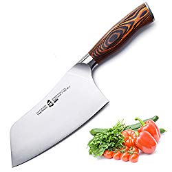 TUO Cutlery Vegetable Meat Cleaver Knife 7″ – Chinese Chef’s Knife – HC German Stainless Steel with Pakkawood Handle with Case – Fiery Series