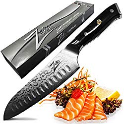 ZELITE INFINITY Santoku Knife 7 Inch – Alpha-Royal Series – Best Quality Japanese AUS10 Super Steel 67 Layer High Carbon Stainless Steel, Incredible G10 Handle, Full-tang, Razor Sharp Chef Blade