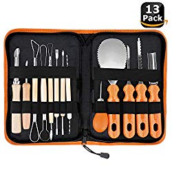 Halloween Pumpkin Carving Tools,Elmchee Halloween Jack-O-Lanterns 13 Piece Professional pumpkin cutting supplies tools Kit stainless steel lengthening and thickening