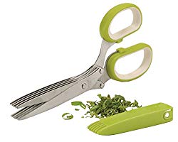 Joyoldelf Gourmet Herb Scissors – Master Culinary Multipurpose Kitchen Scissors 5 Blades Stainless Steel with Clean Comb Cover