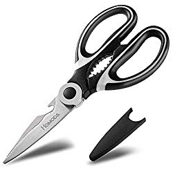 Kitchen Scissors, Heavy Duty Ultra Sharp Kitchen Shears with Cover, Premium Stainless Steel, Black