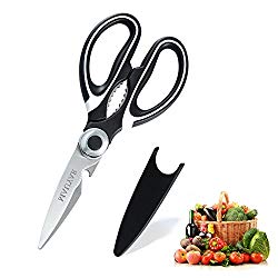 Kitchen Shears, Ultra Sharp Premium Heavy Duty Shears for Kitchen with Stainless Steel Blade and Multi Purpose Scissors for Chicken, Poultry, Fish, Meat, Vegetables, Herbs and BBQ by MAUYAR