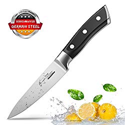 Paring Knife Fruit Knife Peeling Knife 4 Inch German HC Stainless Steel Small Sharp Knife with Non Slip Ergonomic Handle for Kitchen Cutting