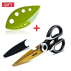 Titanium Kitchen Scissors-Herb Stripper Gift with Ultra Sharp, Long Life Stainless Steel Blade,Multipurpose for Can Opener,Nuts Cracker,Scales Scraper use for Poultry, Fish, Veg and BBQ