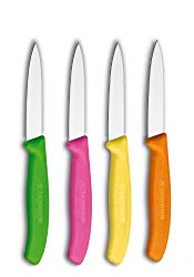 Victorinox 4-Piece Set of 3.25 Inch Swiss Classic Paring Knives with Straight Edge, Spear Point