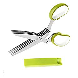 VOFO Herb scissors Stainless Steel Multipurpose Kitchen Shear with 5 Blades and Cover